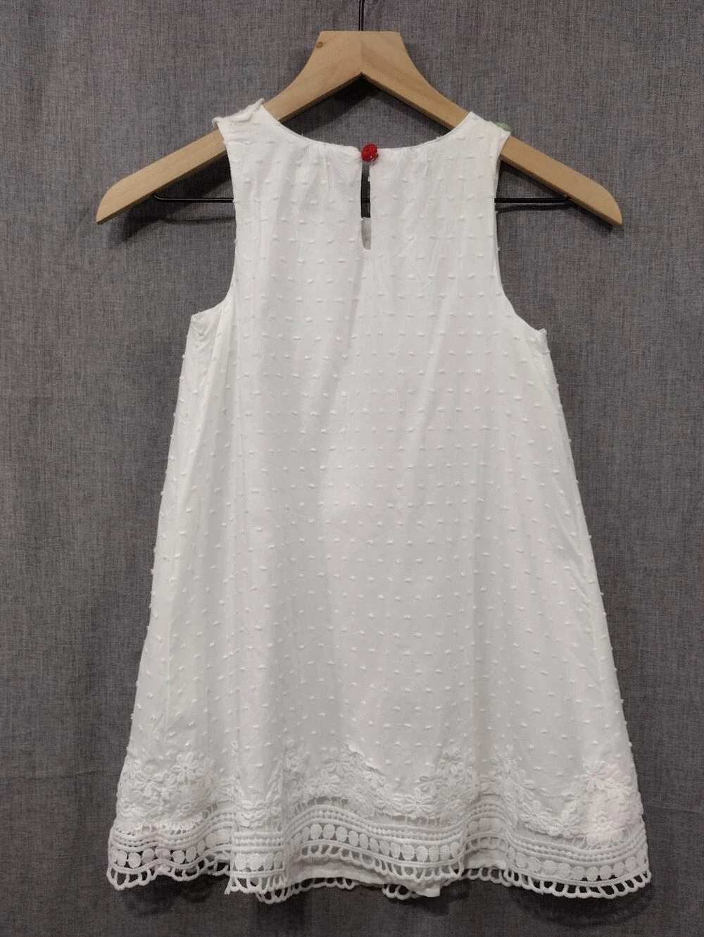 Cynthia Rowley Swiss Dot Dress with Strawberry Appliqués Dress Girls 7 White